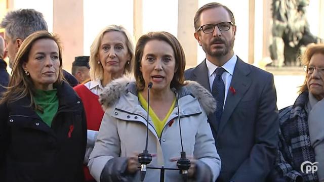 Cuca Gamarra y Javier Maroto este jueves frente al Congreso para pedir la dimisión de Irene Montero.