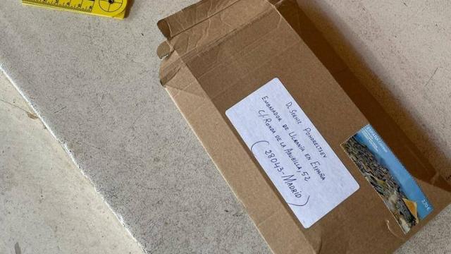 La carta bomba enviada al embajador de Ucrania.