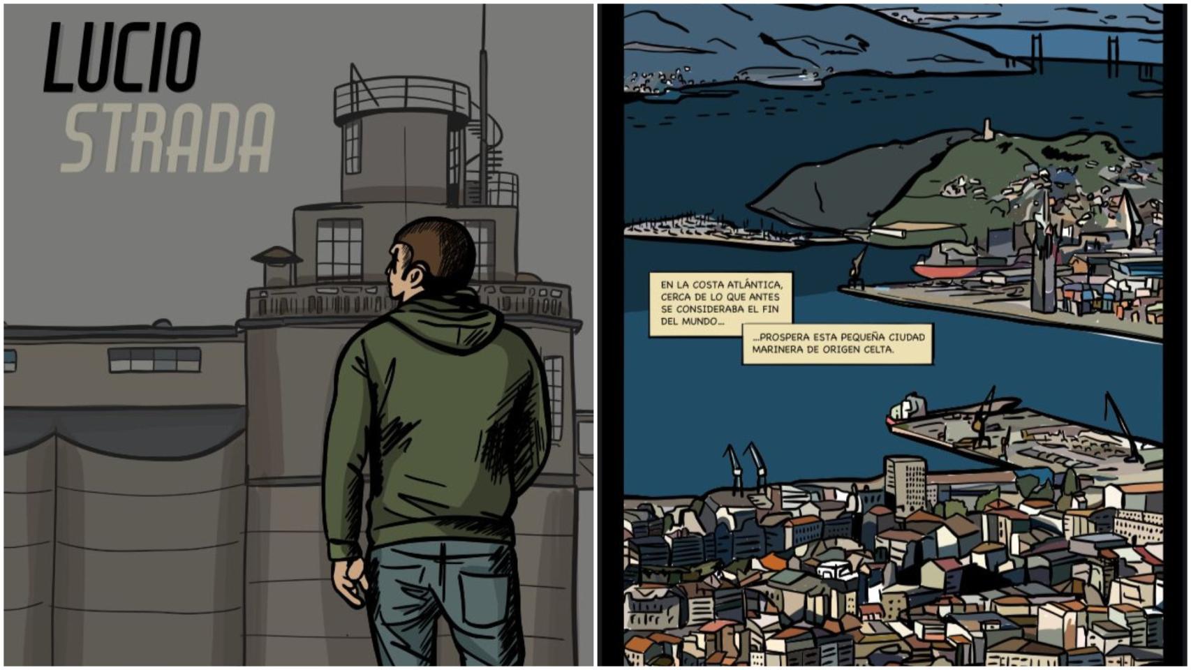 Portada del primer número y una de las páginas del cómic ‘Lucio Strada’.