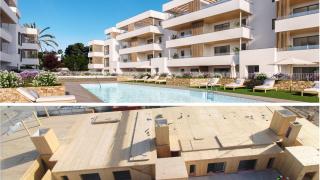 Composición con el proyecto en plano arriba y con la construcción en estos momentos, abajo.