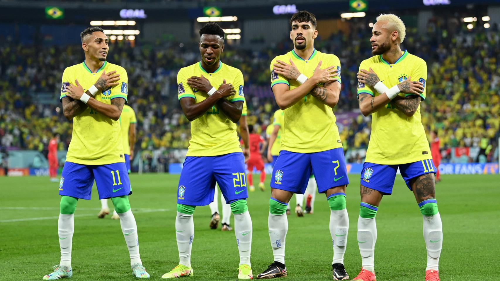 Celebración de los jugadores brasileños.