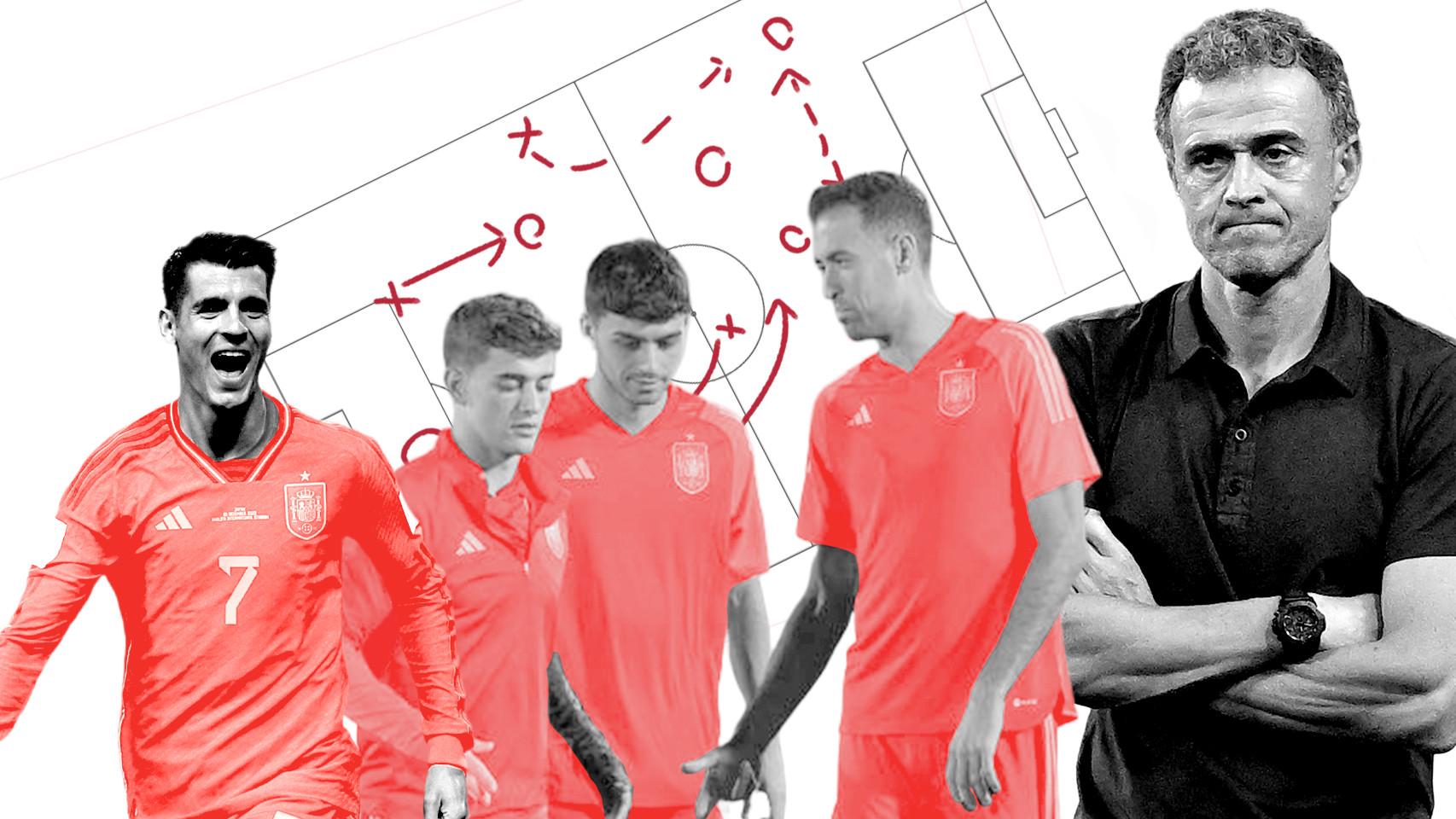 Morata, Pedri, Gavi, Busquets y Luis Enrique