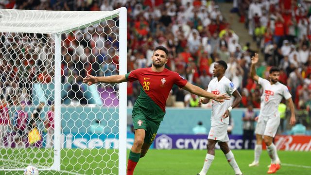 Gonçalo Ramos celebra su hat-trick ante Suiza en el Mundial