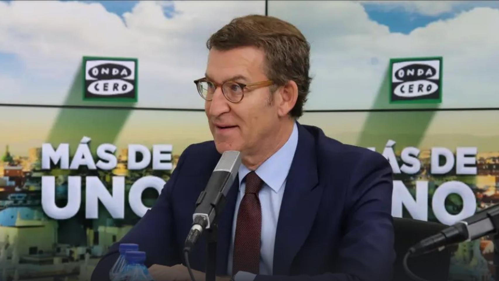 El presidente del PP, Alberto Núñez Feijóo, este miércoles en 'Más de Uno' de Onda Cero.