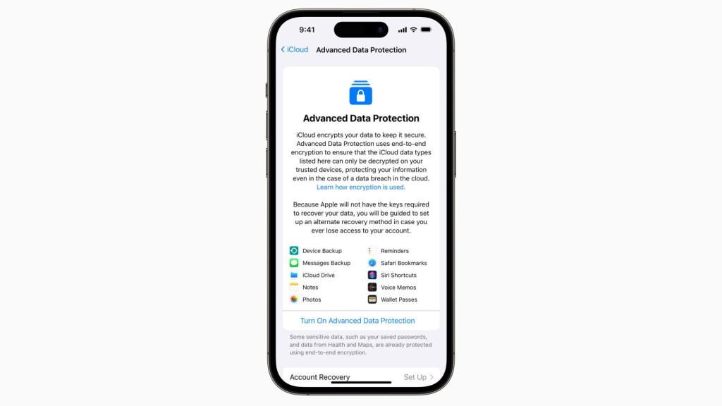 Advanced Data Protection en un iPhone.