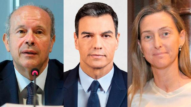 El ex ministro de Justicia Juan Carlos Campo, el presidente Pedro Sánchez, y la exdirectora general de Presidencia Laura Díez.