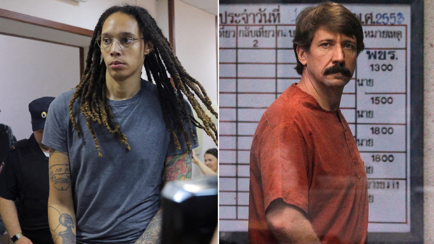 La jugadora de baloncesto Brittney Griner y el traficante de armas Víctor But.