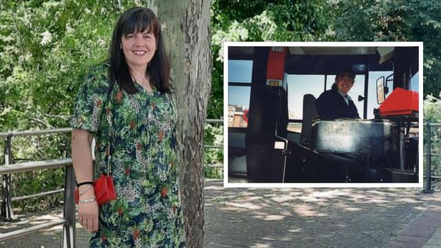 Ana Belén Martín Anguita en la actualidad y cuando comenzó en Auvasa.