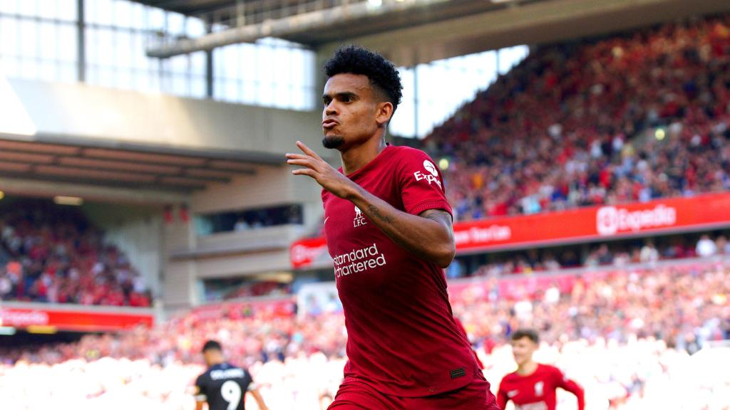 Luis Díaz, en un partido del Liverpool de la temporada 2022/2023