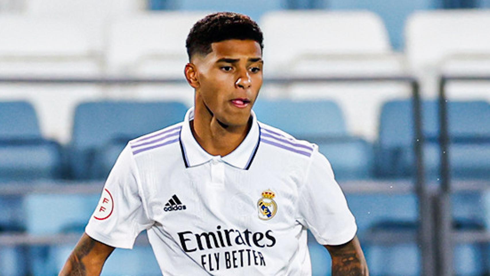 Vinicius Tobias, en un partido con el Real Madrid Castilla de la temporada 2022/2023