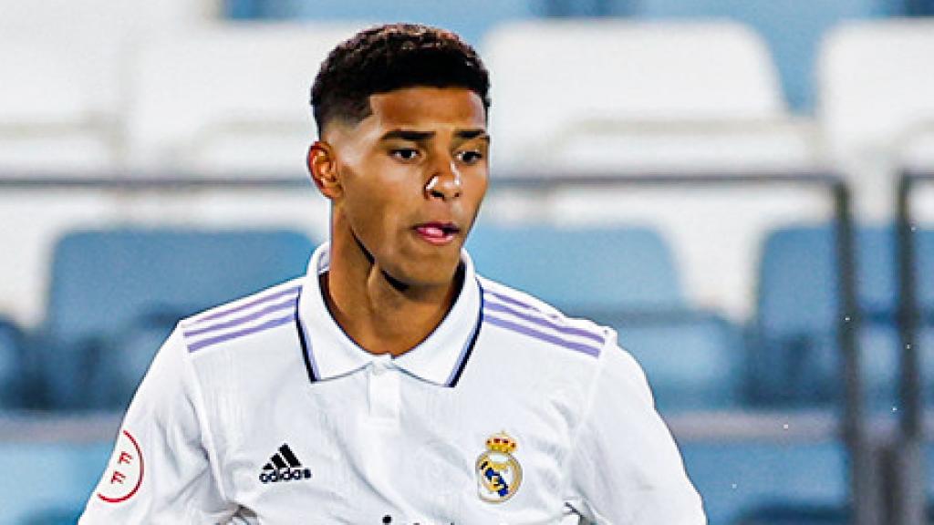 Vinicius Tobias, en un partido con el Real Madrid Castilla de la temporada 2022/2023