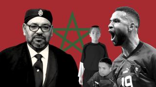 Youssef En-Nesyri de niño y disputando el Mundial de Qatar junto al rey Mohamed VI de Marruecos