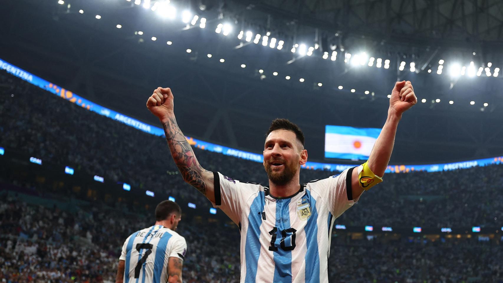 Messi celebra su gol en la semifinal.