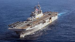The USS Tripoli during one of its tests.