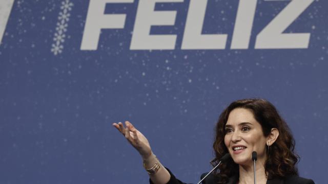 Isabel Díaz Ayuso durante la cena de Navidad del PP.