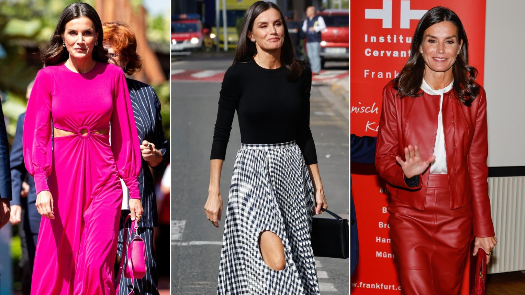 La reina Letizia en tres de sus actos de este 2022.