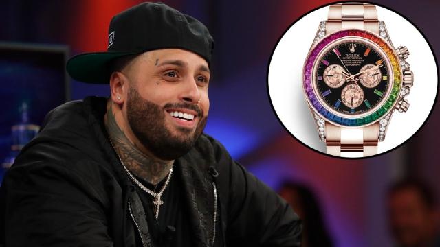 Nicky Jam en 'El Hormiguero' y junto a su reloj Rolex Daytona Rainbow.