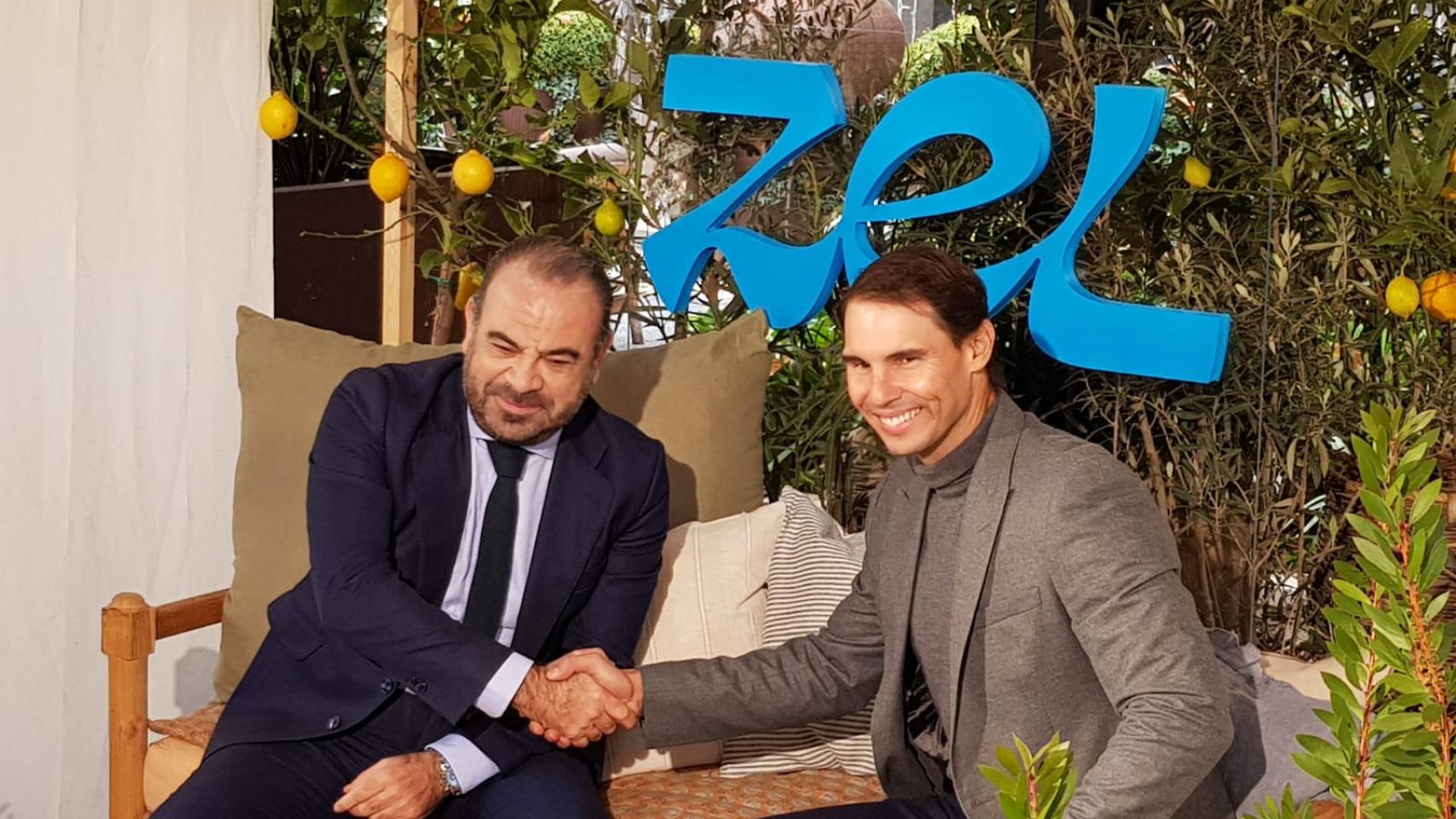 Gabriel Escarrer junto a Rafa Nadal presentando Zel.