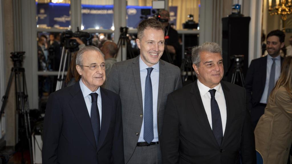 Florentino Pérez, Bernd Reichar y Joan Laporta