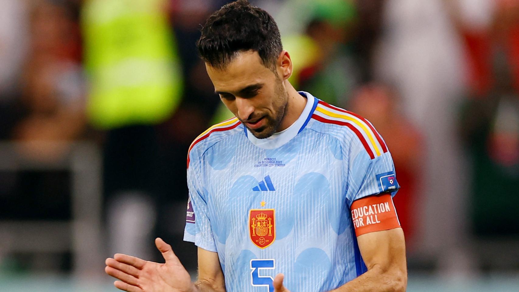 Sergio Busquets, con la selección española durante el Mundial de Qatar 2022