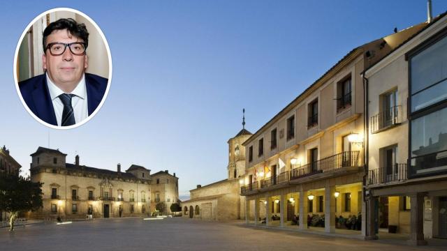 Imagen de la Plaza Mayor de Almazán con Jesús Cedazo, el alcalde
