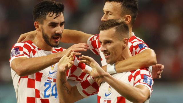 Orsic celebra el segundo gol de Croacia ante Marruecos.