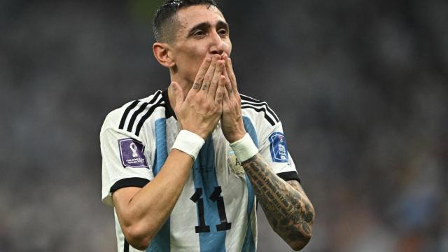 Ángel Di María, emocionado tras marcar su gol.