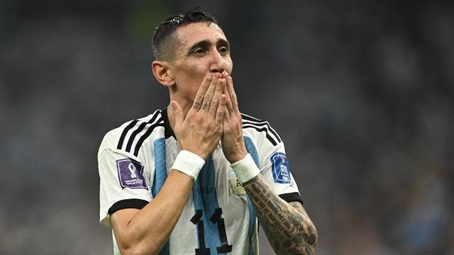 Ángel Di María, emocionado tras marcar su gol.