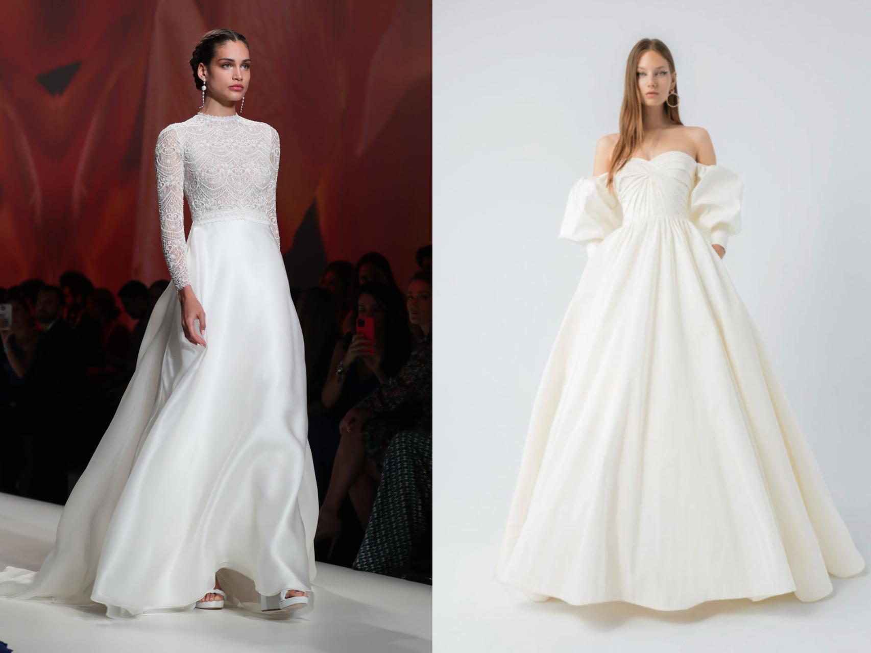 Vestidos de Rosa Clara (izquierda) y Yolancris (derecha)