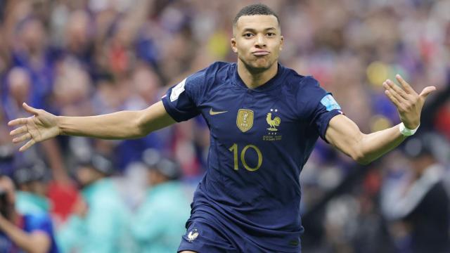 Kylian Mbappé, celebrando un gol con la selección de Francia en el Mundial de Qatar 2022