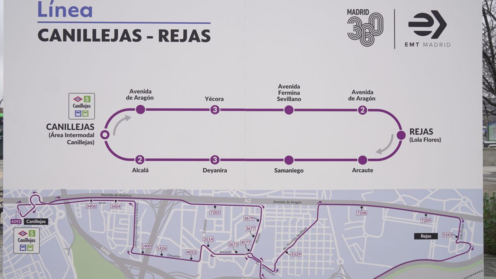 La línea SE744 que conecta los barrios de Canillejas y Rejas de Madrid.