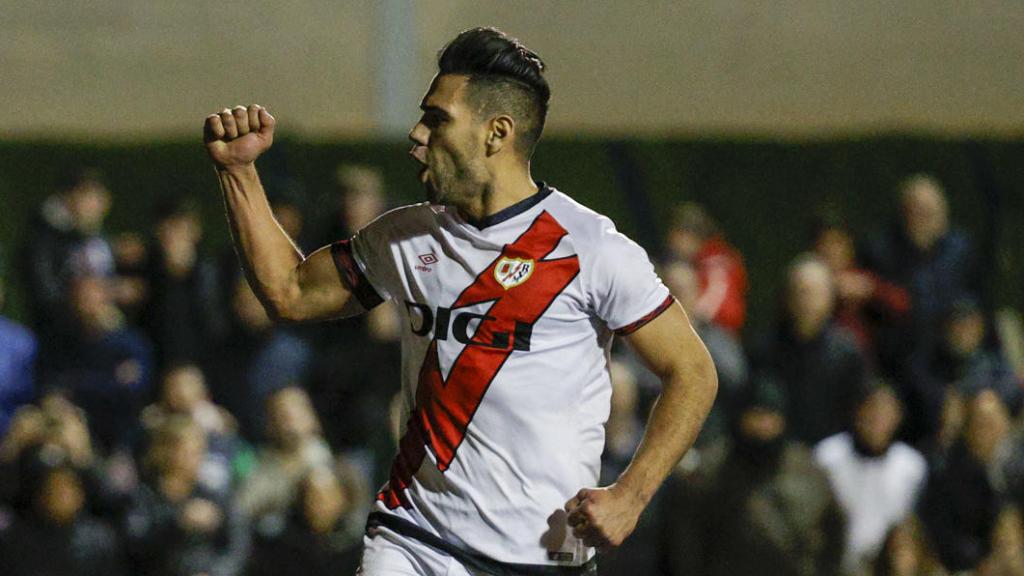 Radamel Falcao, celebrando un gol con el Rayo Vallecano en la Copa del Rey 2022/2023