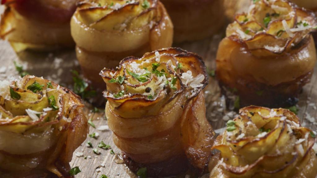 Receta de rosas de patata al horno.