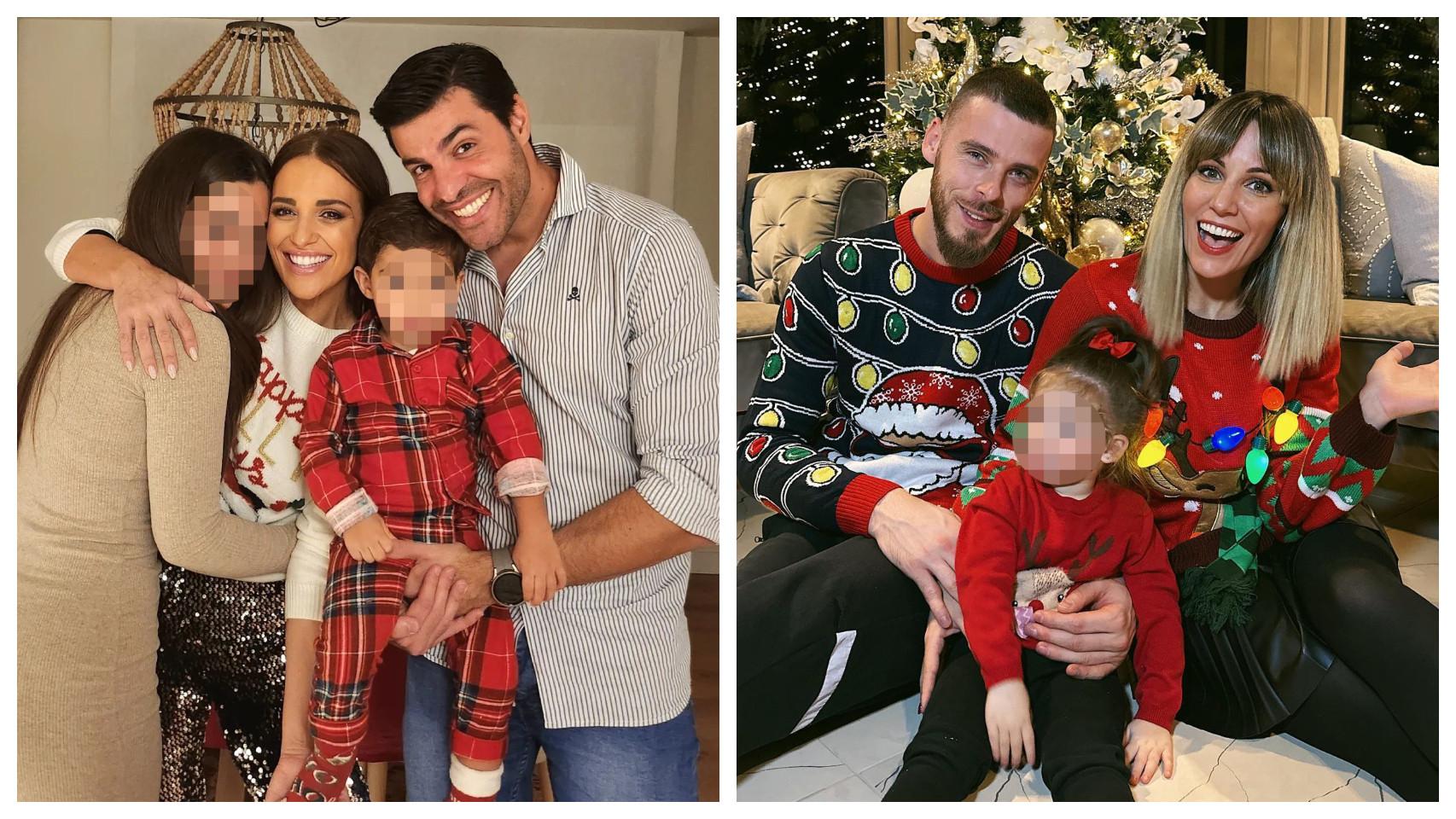 Paula Echevarría y Edurne junto a sus familias en fotografías de sus redes sociales.