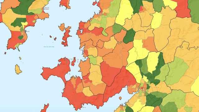 Mapa de las viviendas turísticas en la comarca do Salnés.