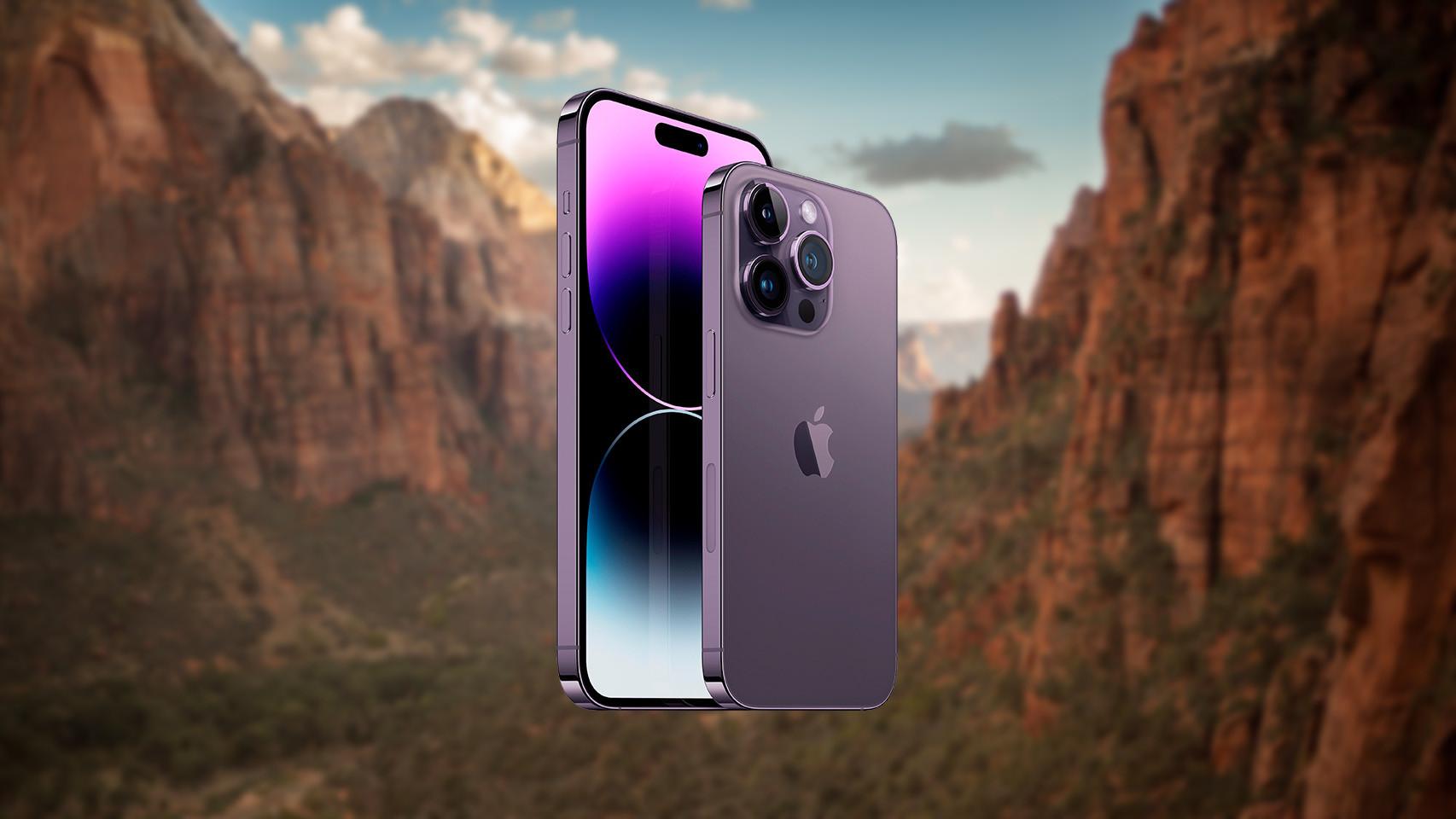 Fotomontaje con un cañón y un iPhone 14.