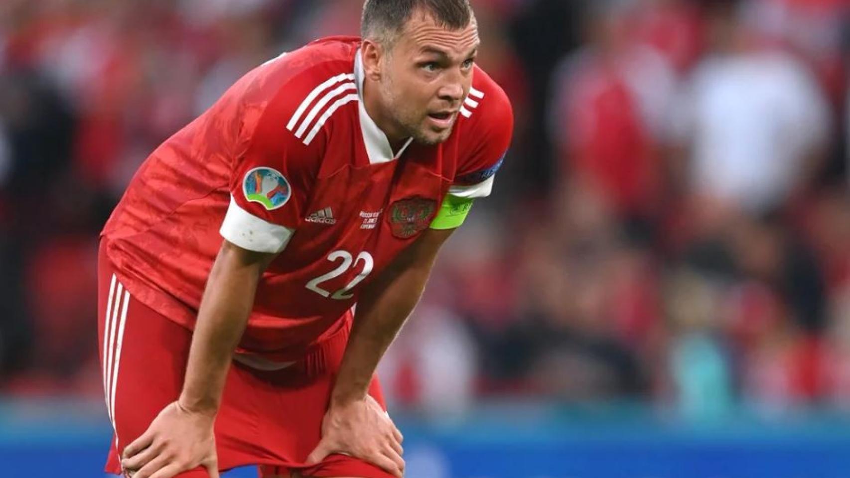 El delantero Dzyuba, en un partido con la selección rusa.