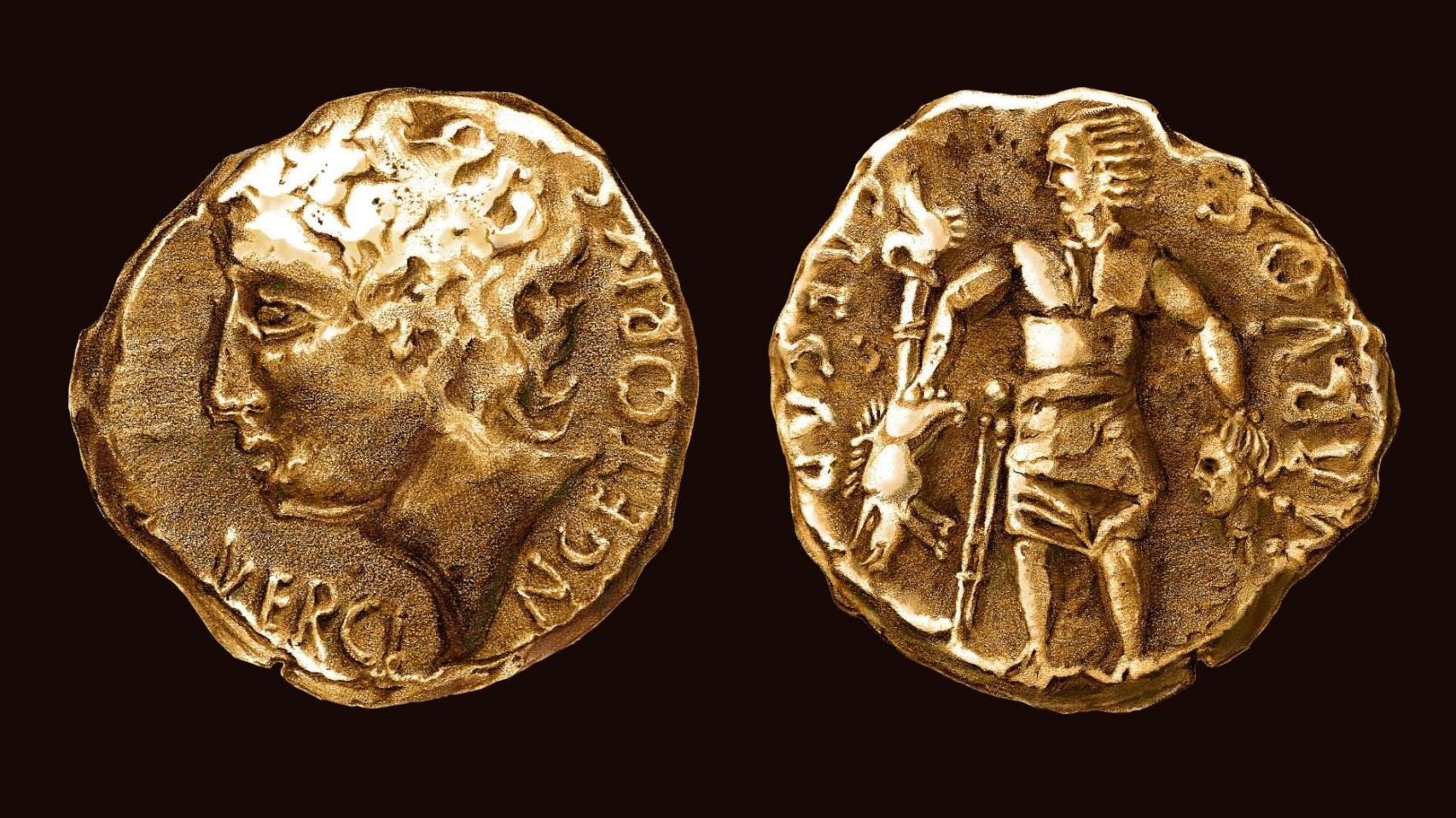 Estátera áurea acuñada por Vercingétorix del tipo conocido como 'César décapité', 52-49 a. C. © Felipe Sánchez Rabasco