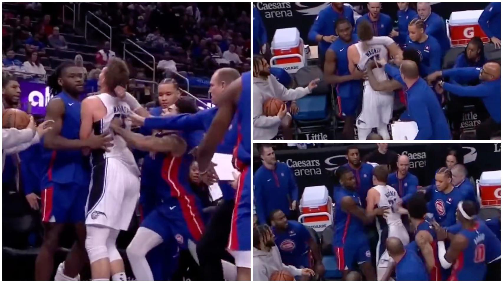 Pelea lamentable en el Pistons-Magic de la NBA