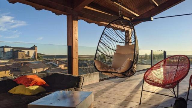 Espectacular vista desde el porche de una casa rural en Palencia
