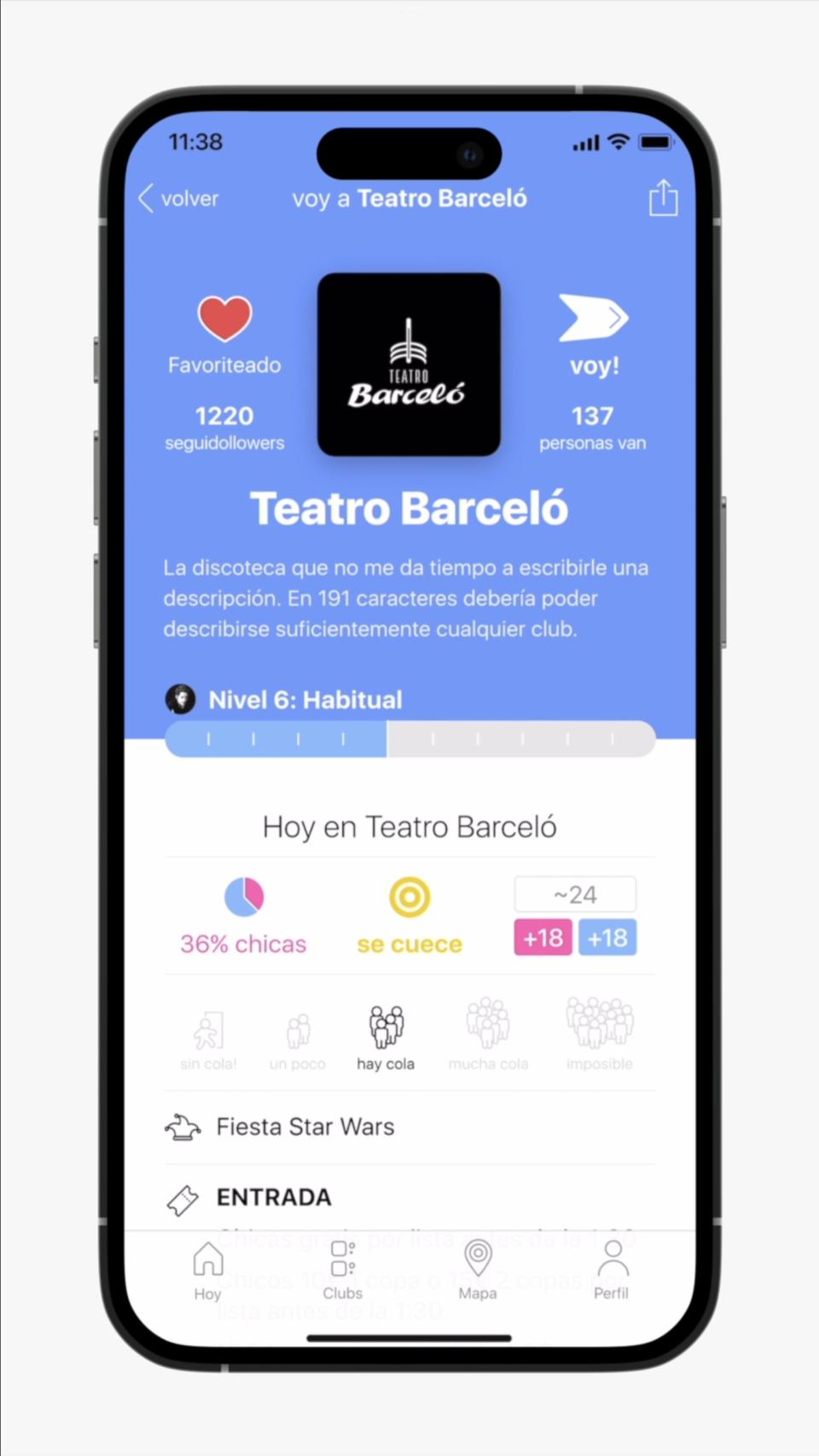 Captura de pantalla de la aplicación.
