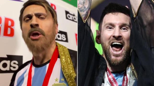Mota ataviado como Messi junto al argentino en un fotomontaje.