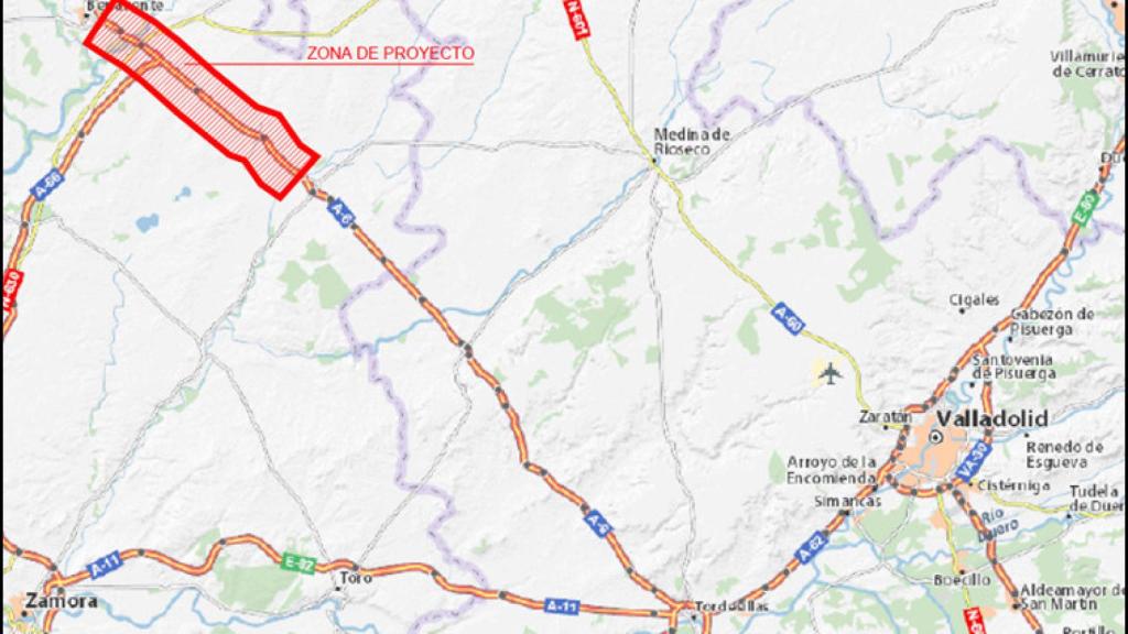 Mapa de la zona de rehabilitación en la A-6