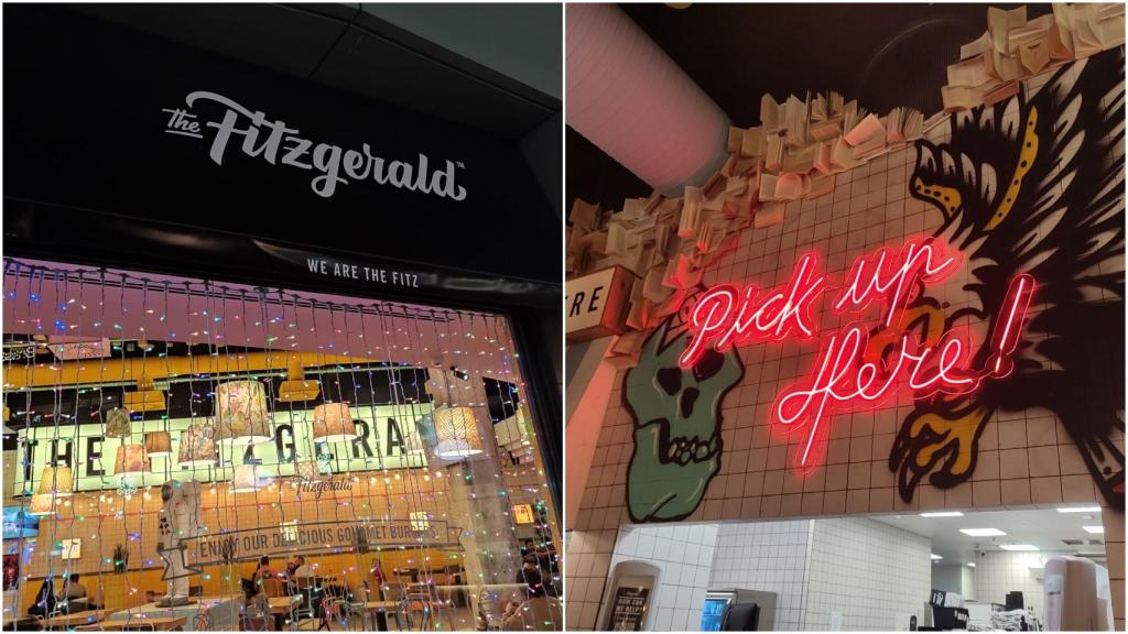 A la izquierda, el exterior de uno de los locales de The Fitzgerald Company. A la derecha, la zona de recogida de pedidos.