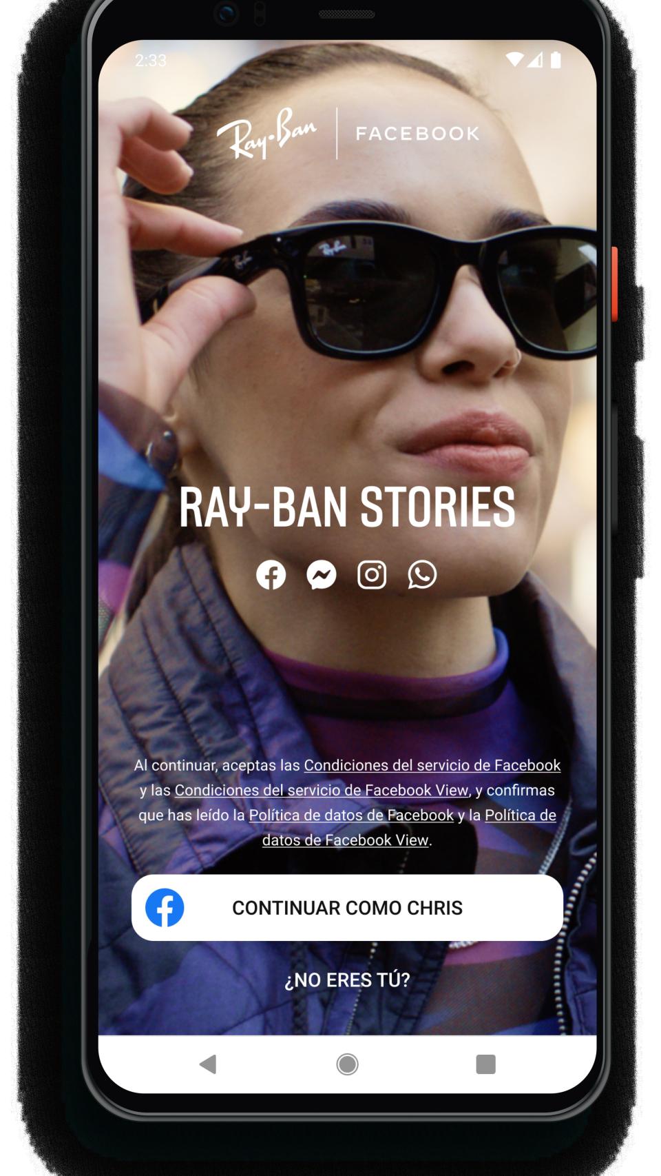 Apicación de las Ray-Ban Stories para Android.