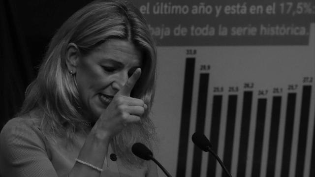 Yolanda Díaz, vicepresidenta segunda, en la rueda de prensa del balance del I aniversario de la reforma laboral.