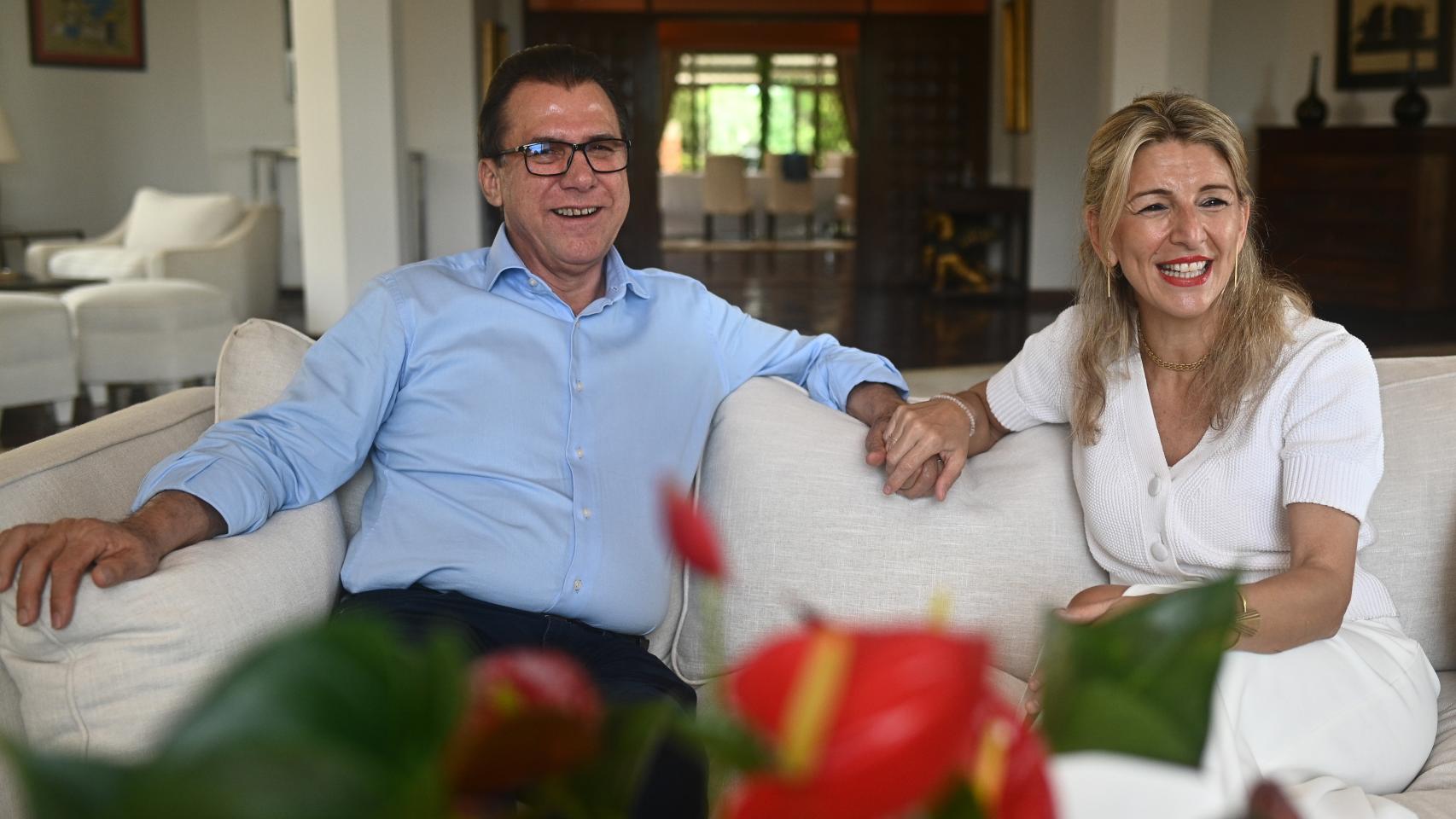 La vicepresidenta segunda del Gobierno y ministra de Trabajo y Economía Social de España, Yolanda Díaz, con el ministro de Trabajo de Brasil, Luiz Marinho.