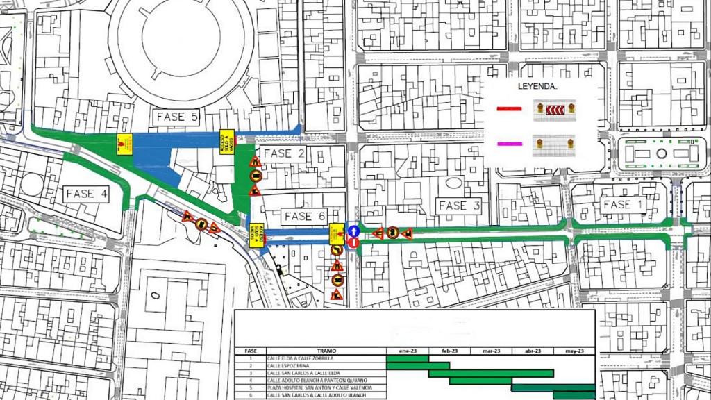 El mapa municipal de las intervenciones en la calle Sevilla de Alicante.