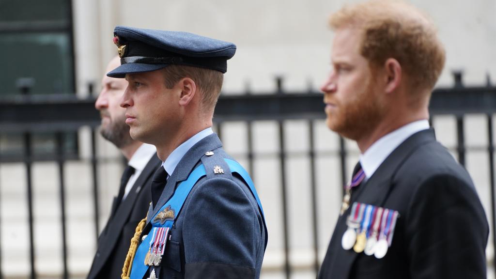 Los príncipes Harry y Guillermo en el último adiós a Isabel II.