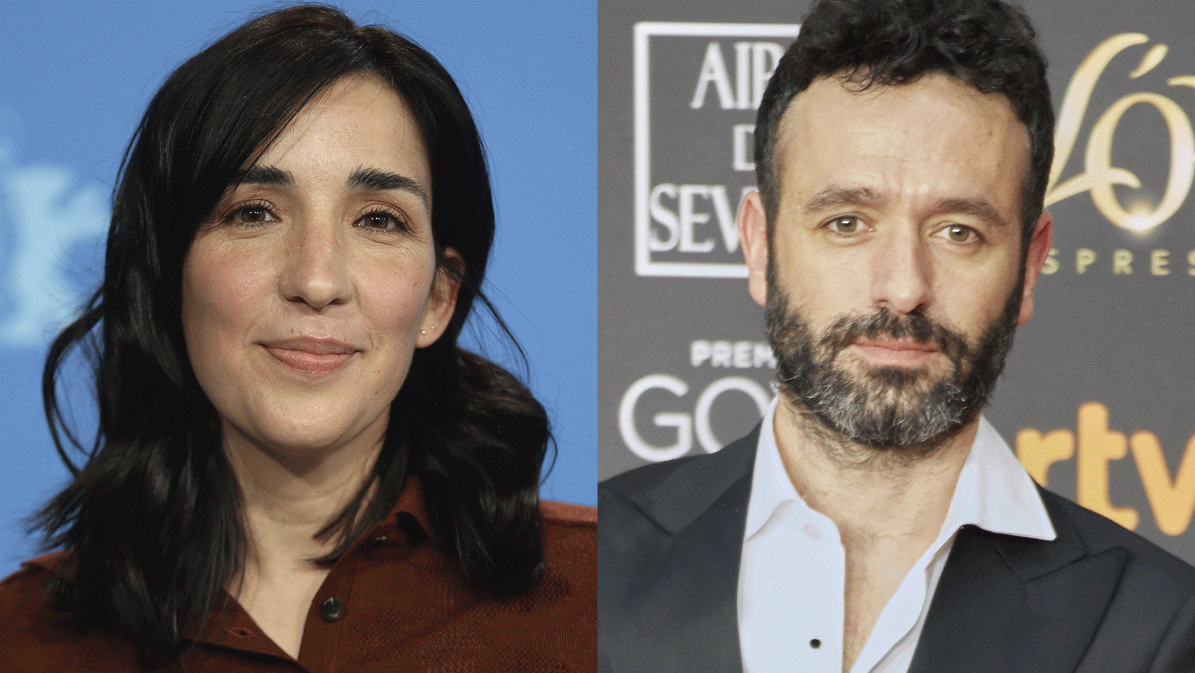 Alauda Ruiz de Azúa en la Berlinale de 2022 (Foto: Elena Ternovaja) y Rodrigo Sorogoyen exhibiendo su Goya a la mejor dirección por 'El reino' en 2019 (Pedro J. Pacheco)